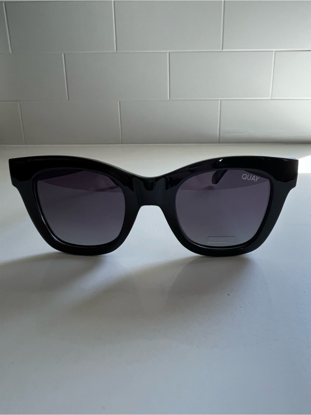 NWT! QUAY After Hours Mini Cateye Sunglasses Black Frame/ Smoke Polarized Lens